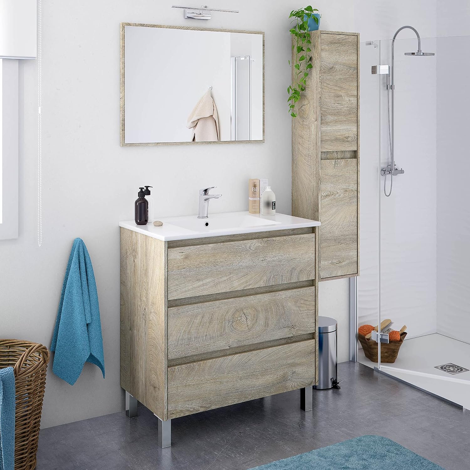 Arkitmobel Mueble de Baño con 3 Cajones y Espejo